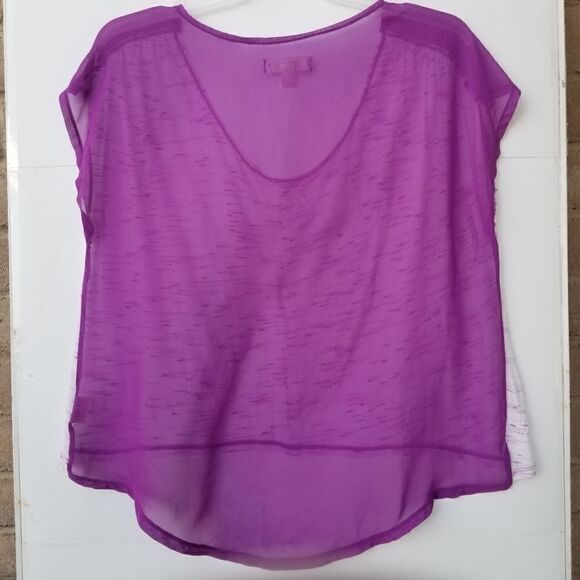 Decree Size XL High Low Hem Purple White Blouse - Picture 8 of 8